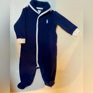 Baby Boy Ralph Lauren Navy & White One Piece